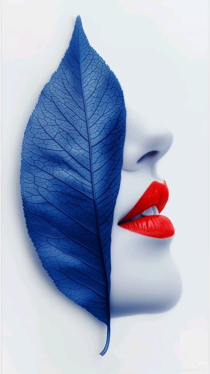Surreal minimalist digital art, extreme close-up side pro...