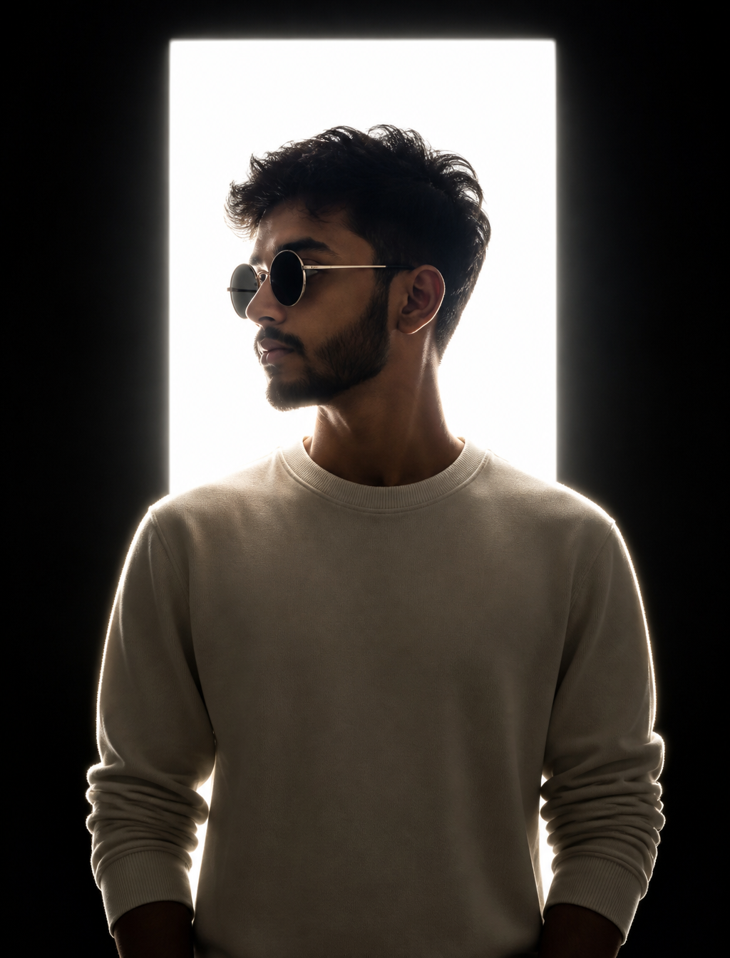 A dramatic, high-contrast studio portrait of  my given im...