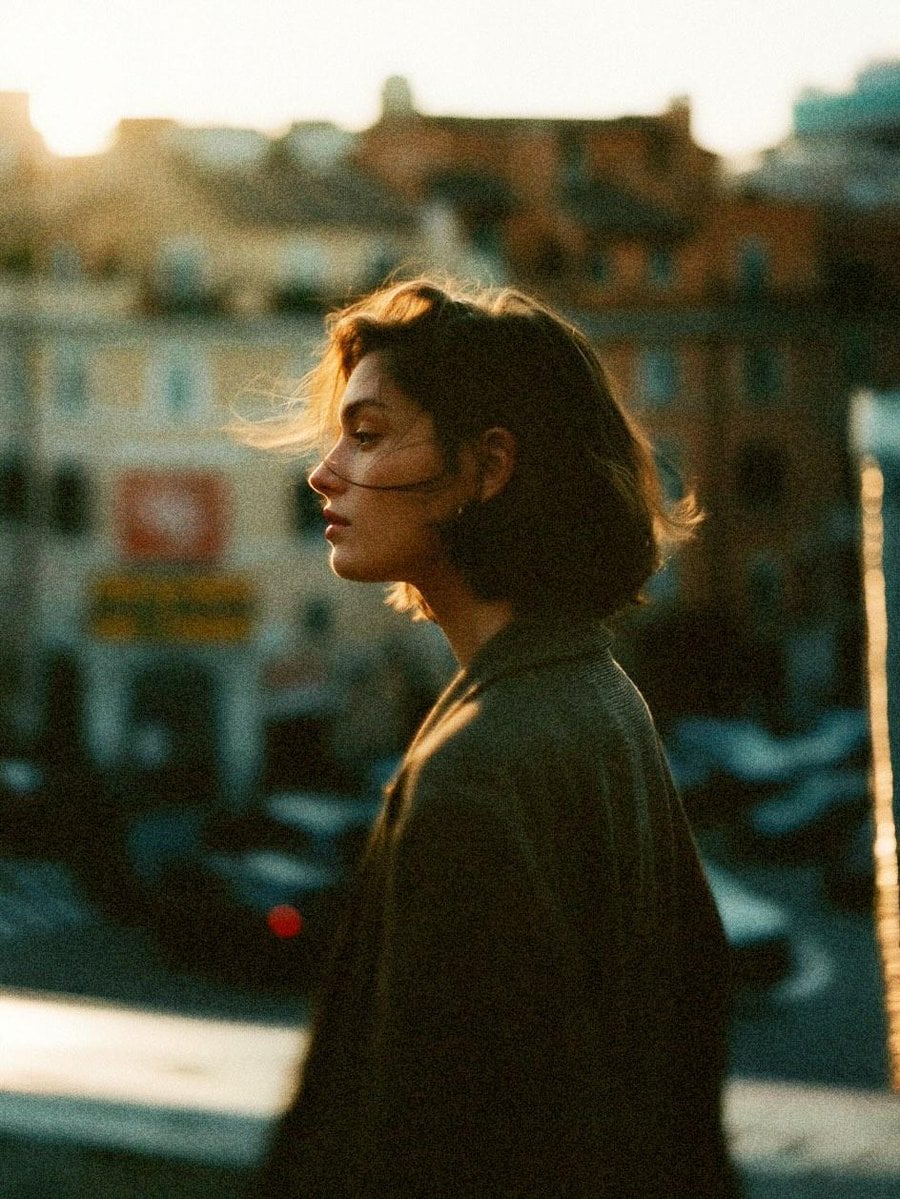 Create a cinematic 35mm analog film photo series featurin...