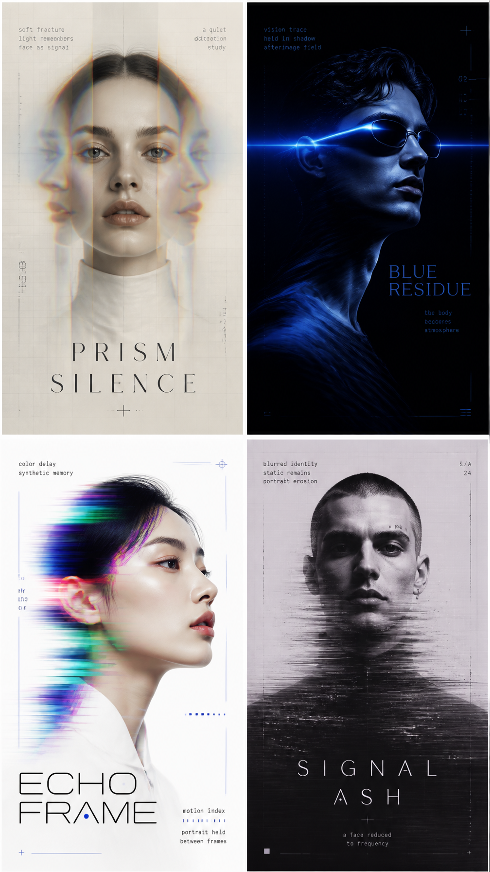 Create a 9:16 high-end experimental portrait poster with ...