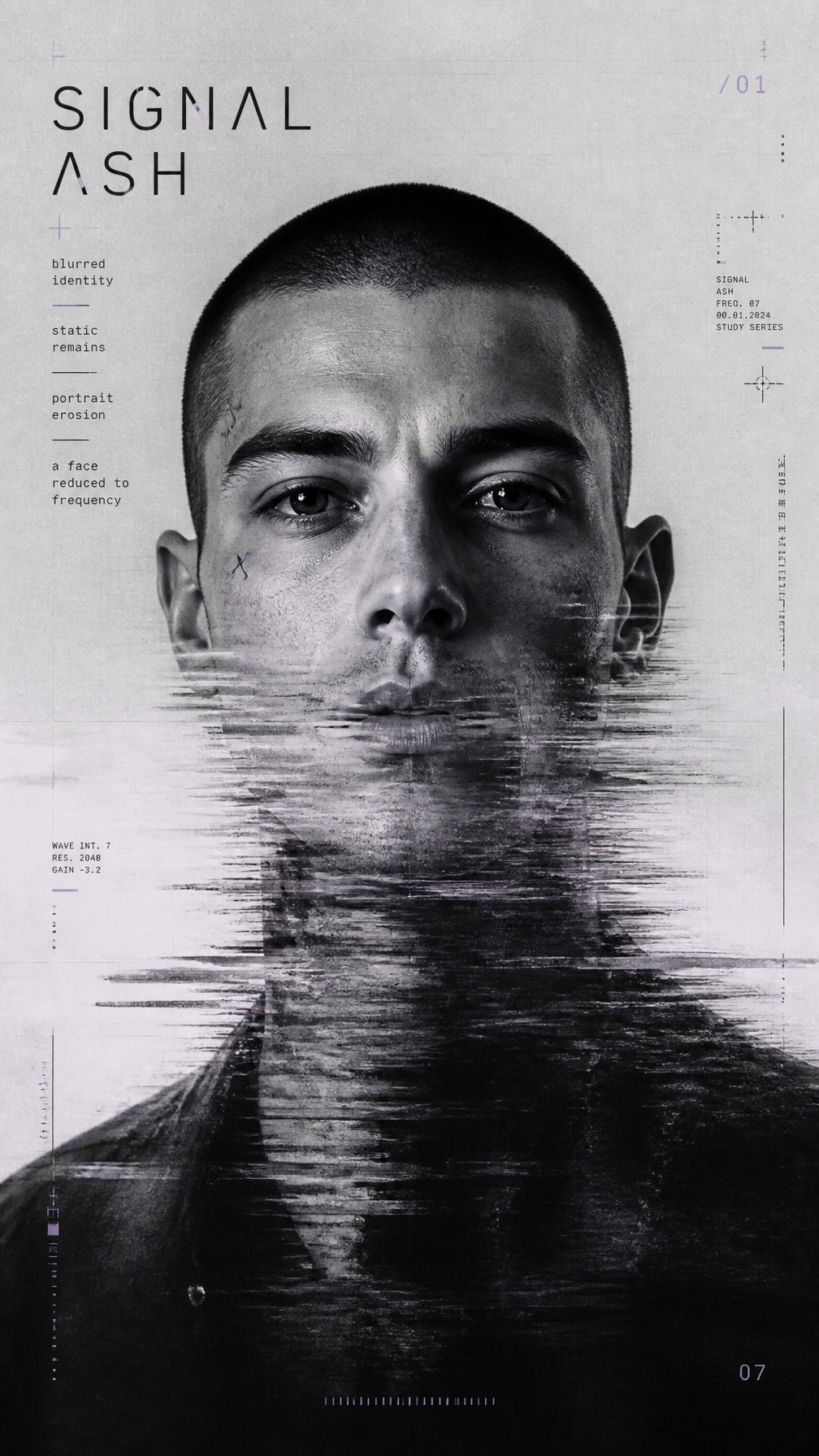 Create one 9:16 high-end experimental portrait poster wi...