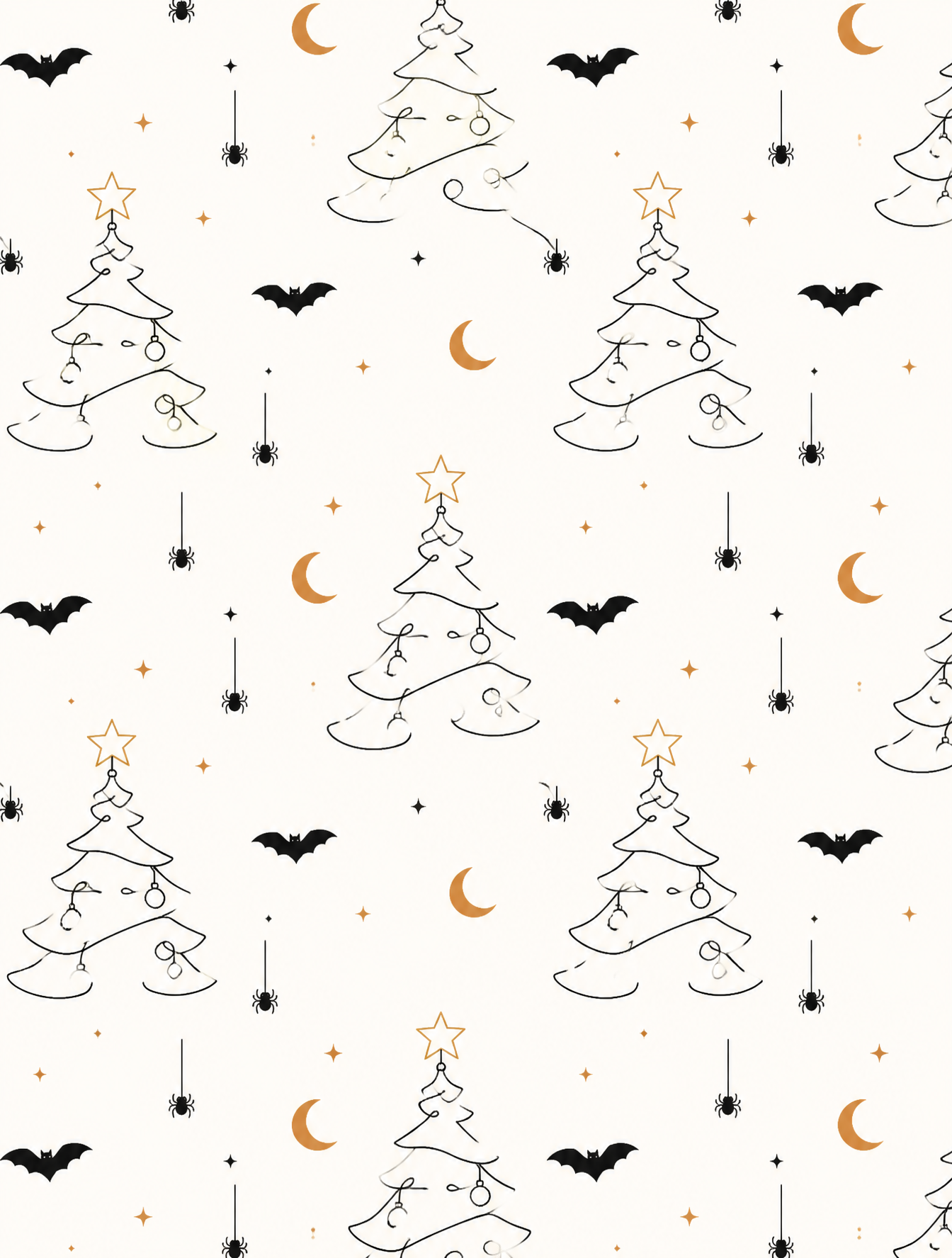 Repeating pattern design with small bats, spiders, and cr...