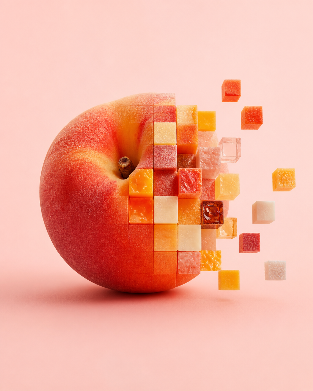 4:5 A minimal studio photograph of [ whole peach red ora...