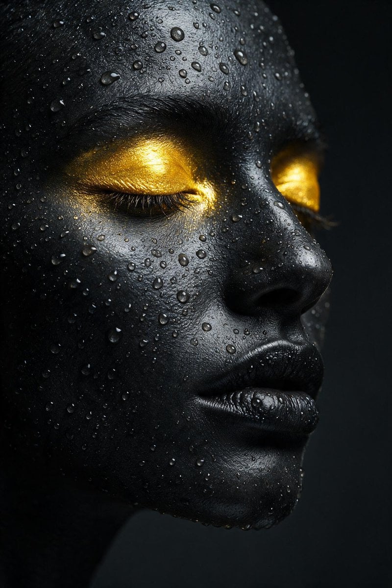 Vertical 9:16 extreme close-up beauty portrait of a seren...