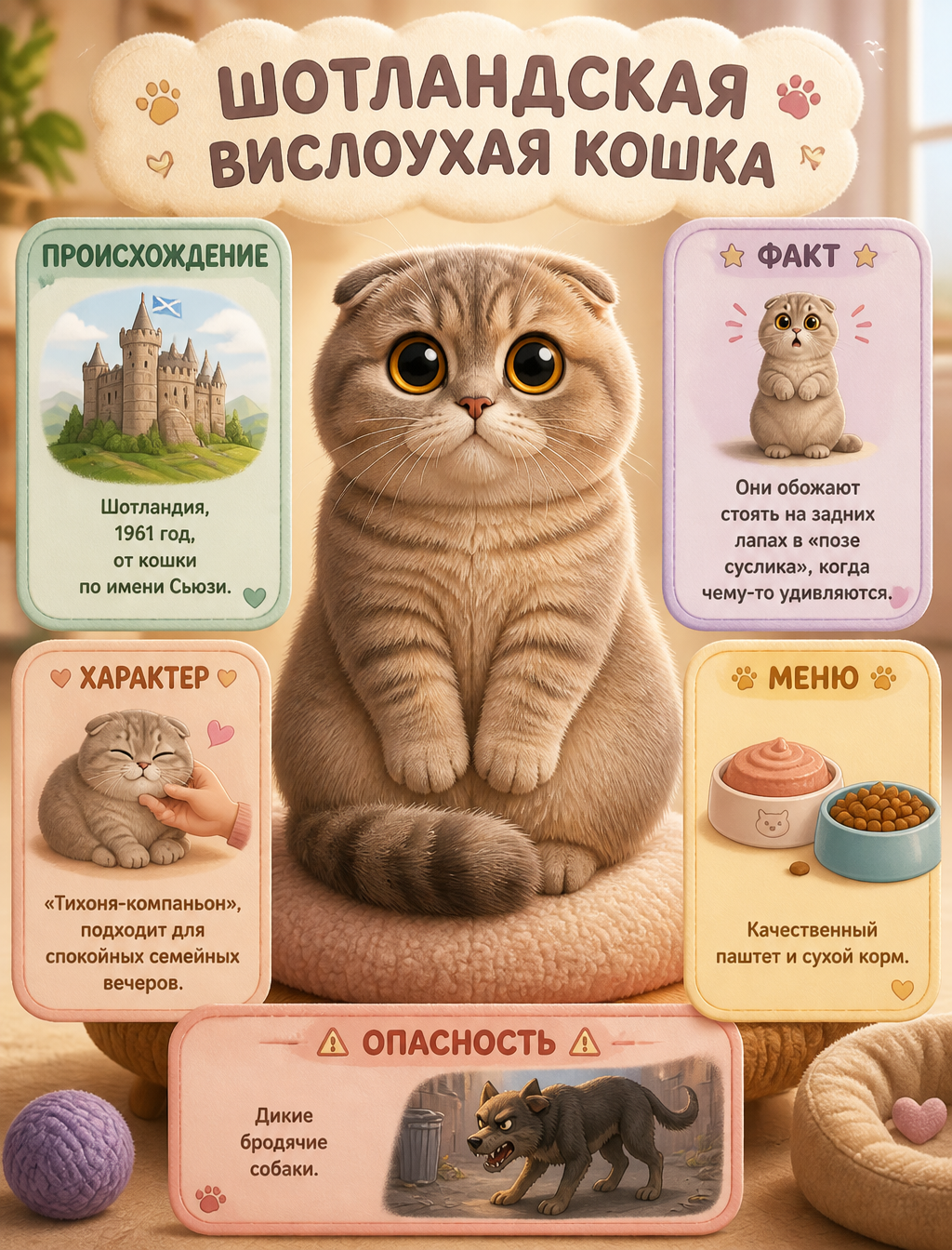 Милая детская инфографика в стиле Pixar. По центру сидит ...