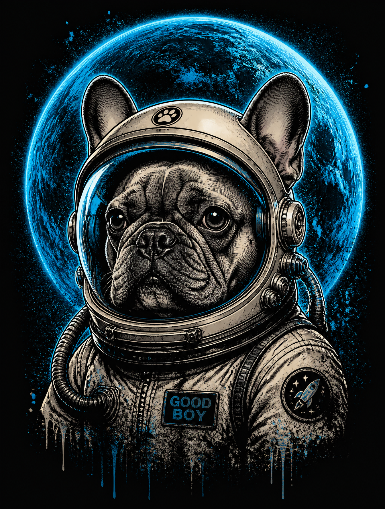 Prompt 1: SPECIES SWAP (Cyber-Dog)"A high-quality t-shirt...
