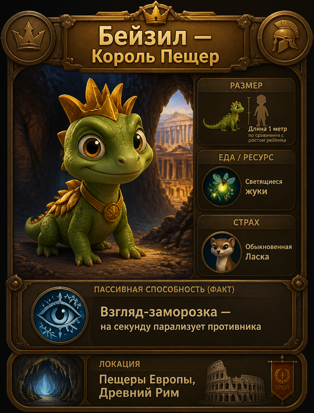 Карточка персонажа детской MOBA, стиль Pixar 3D. Маленьки...