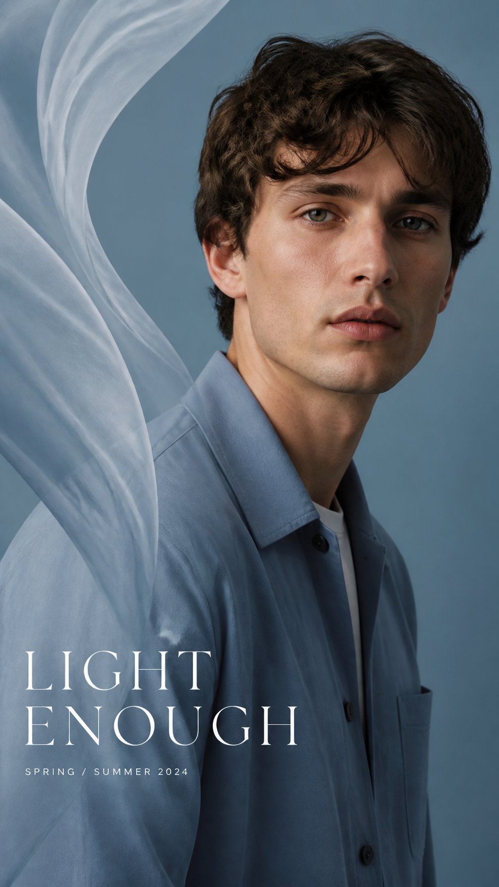 Premium editorial campaign.Main Subject: Young male model...