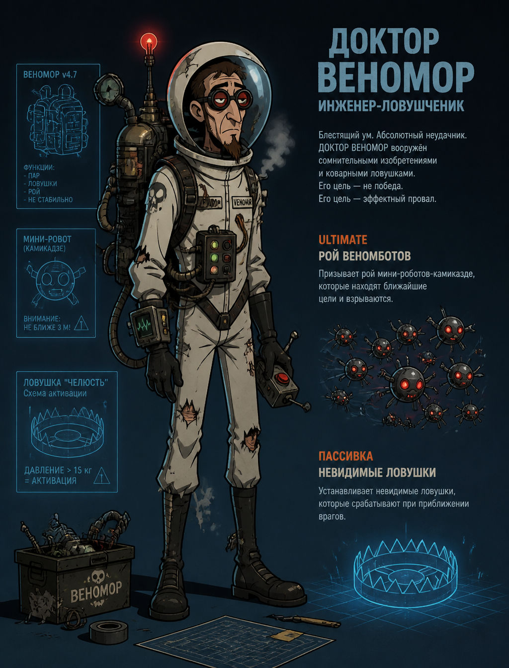 ДОКТОР ВЕНОМОР — Стиль: Venture BrosРоль: Инженер-ловушеч...
