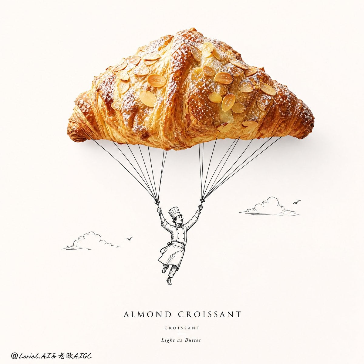 Create an ultra-premium minimalist bakery poster for an a...