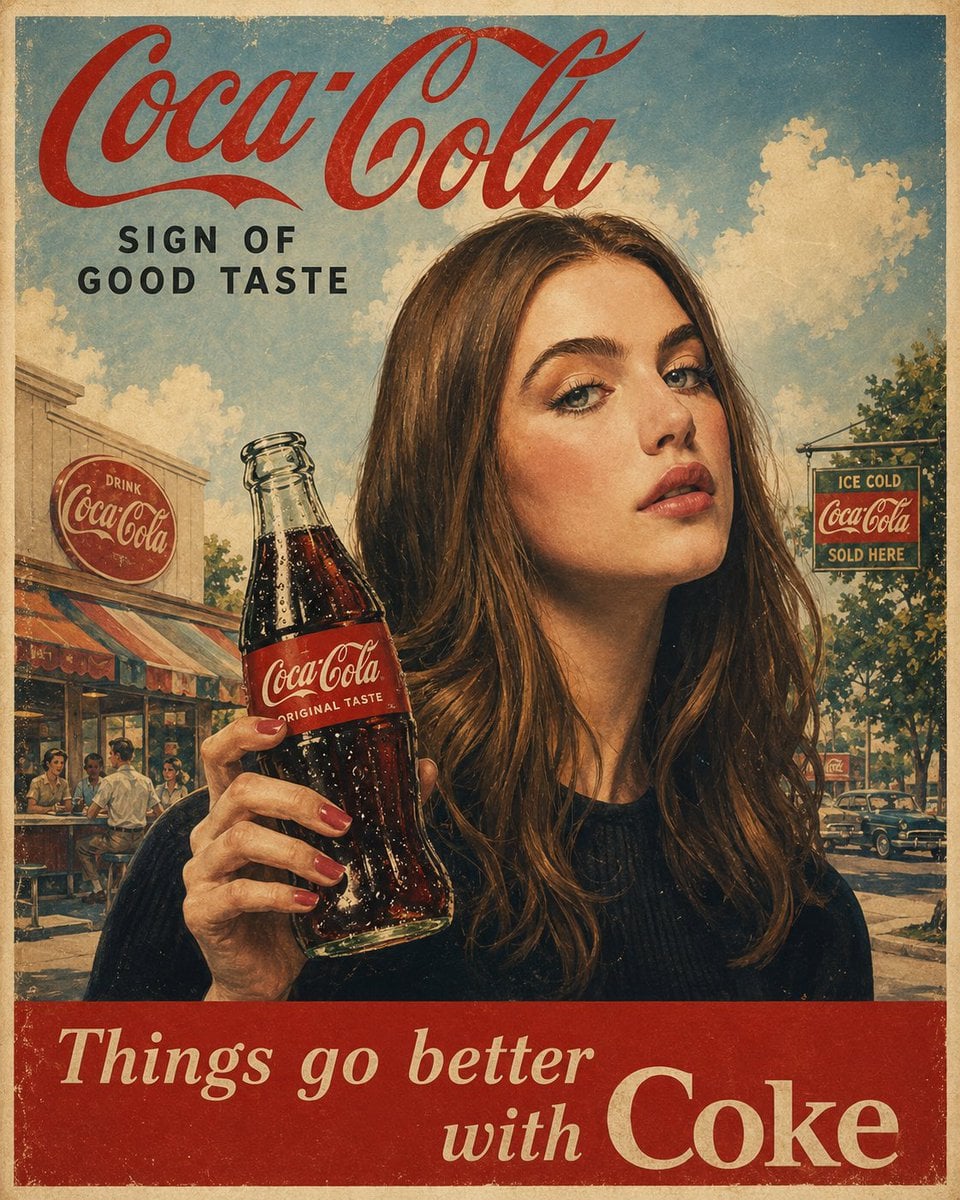 Authentic 1960s American advertising poster for [Coca Col...