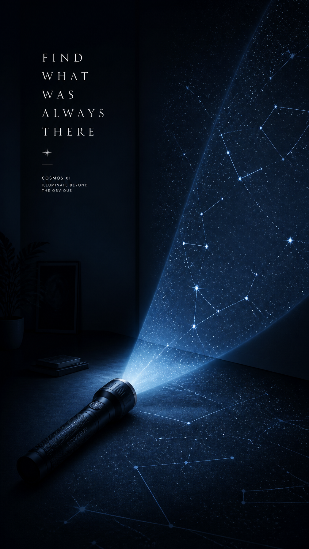 A premium 9:16 flashlight advertising poster.Main Subject...